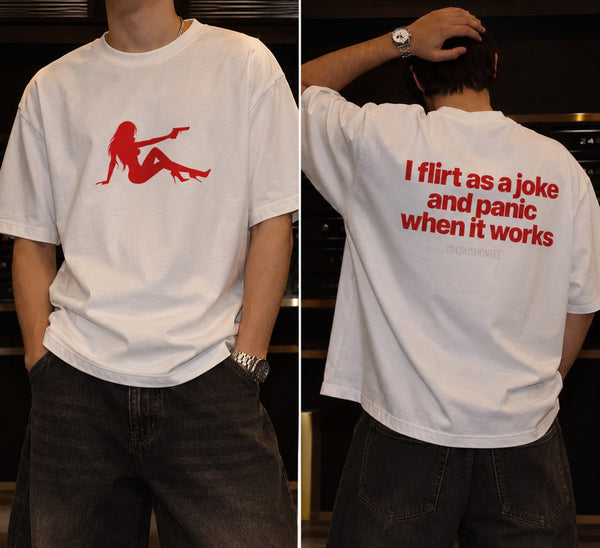 Flirt As A Joke Tee lifestyle mockup